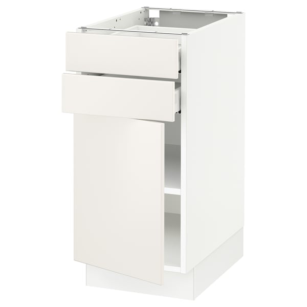 SEKTION / MAXIMERA Gabinete bajo 1 puerta 2 cajones, blanco/Veddinge blanco, 38x61x76 cm