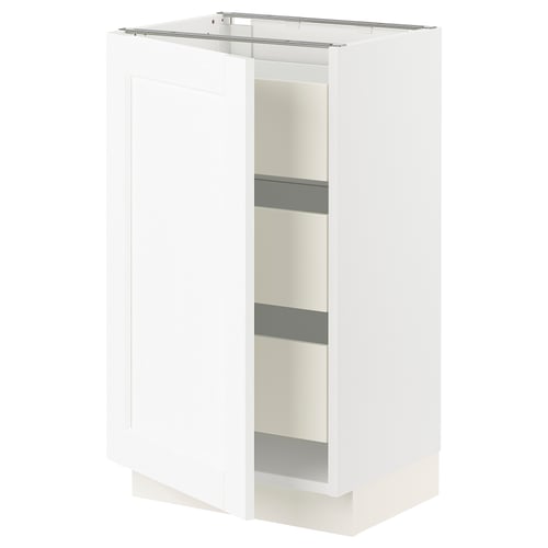 SEKTION / MAXIMERA Gabinete bajo 1 puerta 3 cajones, blanco Enköping/blanco efecto madera, 46x37x76 cm