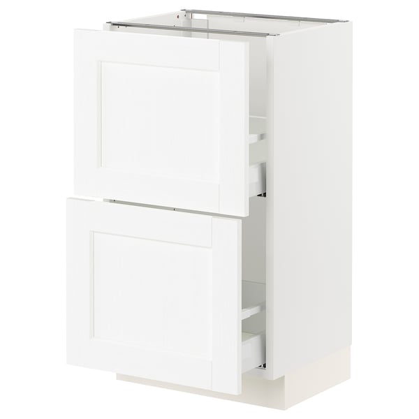 SEKTION / MAXIMERA Gabinete bajo 2 cajones, blanco Enköping/blanco efecto madera, 46x37x76 cm