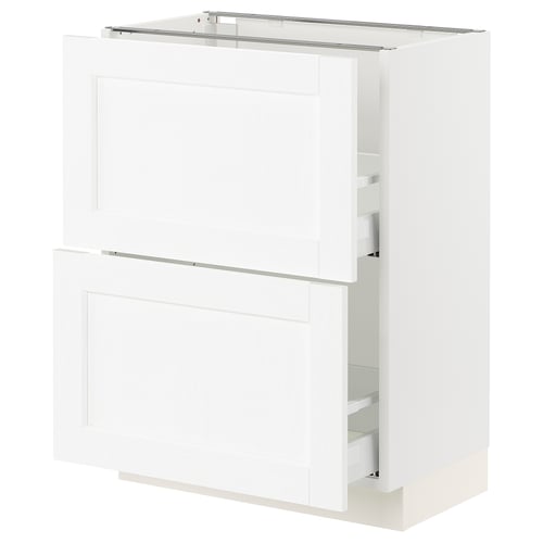 SEKTION / MAXIMERA Gabinete bajo 2 cajones, blanco Enköping/blanco efecto madera, 61x37x76 cm