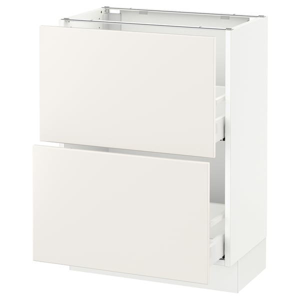 SEKTION / MAXIMERA Gabinete bajo 2 cajones, blanco/Veddinge blanco, 61x37x76 cm