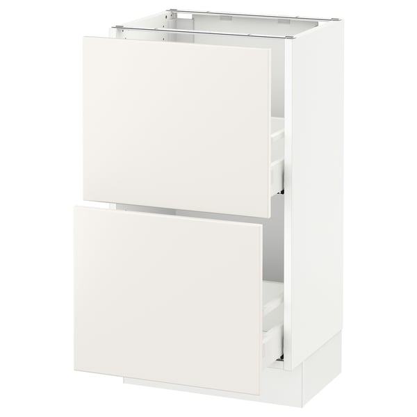 SEKTION / MAXIMERA Gabinete bajo 2 cajones, blanco/Veddinge blanco, 46x37x76 cm
