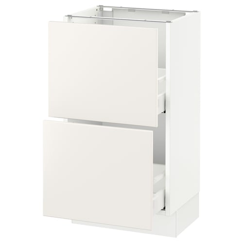 SEKTION / MAXIMERA Gabinete bajo 2 cajones, blanco/Veddinge blanco, 46x37x76 cm