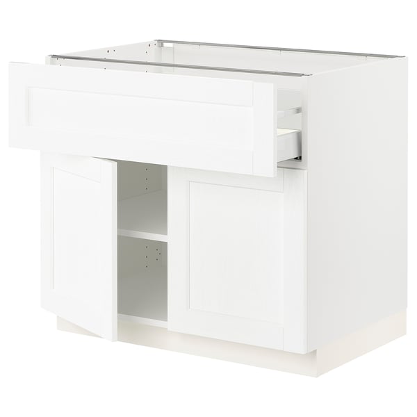 SEKTION / MAXIMERA Gabinete bajo 2 puertas 1 cajón, blanco Enköping/blanco efecto madera, 91x61x76 cm
