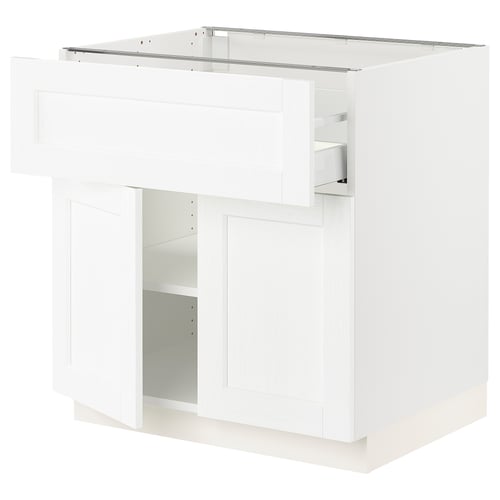 SEKTION / MAXIMERA Gabinete bajo 2 puertas 1 cajón, blanco Enköping/blanco efecto madera, 76x61x76 cm