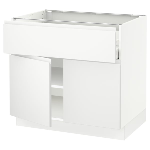 SEKTION / MAXIMERA Gabinete bajo 2 puertas 1 cajón, blanco/Voxtorp blanco mate, 91x61x76 cm