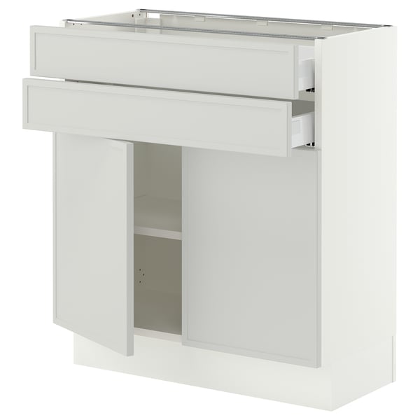 SEKTION / MAXIMERA Gabinete bajo 2 puertas 2 cajones, blanco/Aspudden gris claro, 76x37x76 cm