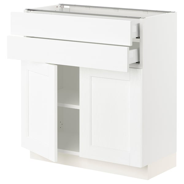 SEKTION / MAXIMERA Gabinete bajo 2 puertas 2 cajones, blanco Enköping/blanco efecto madera, 76x37x76 cm