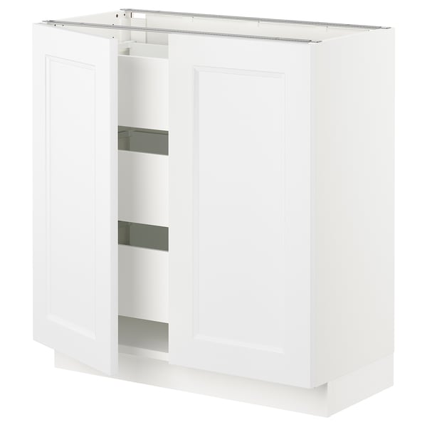 SEKTION / MAXIMERA Gabinete bajo 2 puertas 3 cajones, blanco/Axstad blanco mate, 76x37x76 cm