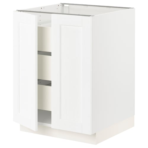SEKTION / MAXIMERA Gabinete bajo 2 puertas 3 cajones, blanco Enköping/blanco efecto madera, 61x61x76 cm