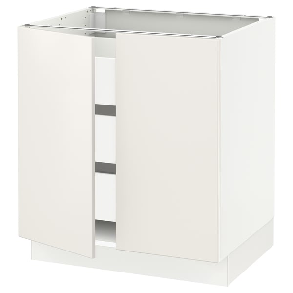 SEKTION / MAXIMERA Gabinete bajo 2 puertas 3 cajones, blanco/Veddinge blanco, 76x61x76 cm