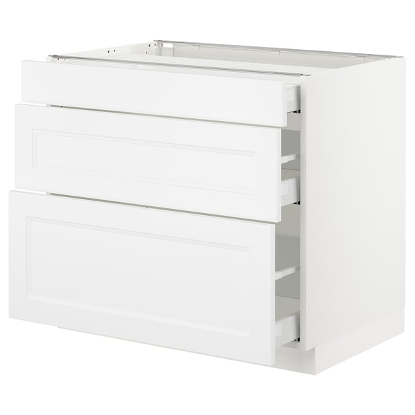 SEKTION / MAXIMERA Gabinete bajo 3 cajones, blanco/Axstad blanco mate, 91x61x76 cm