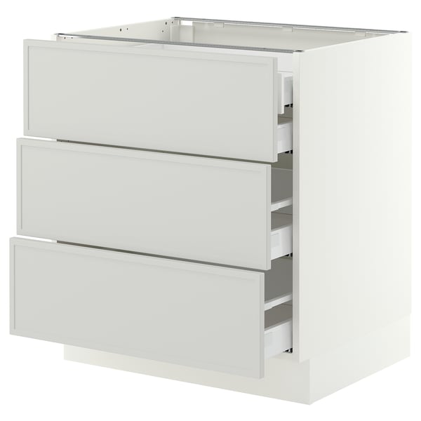 SEKTION / MAXIMERA Gabinete bajo 4 cajones, blanco/Aspudden gris claro, 76x61x76 cm