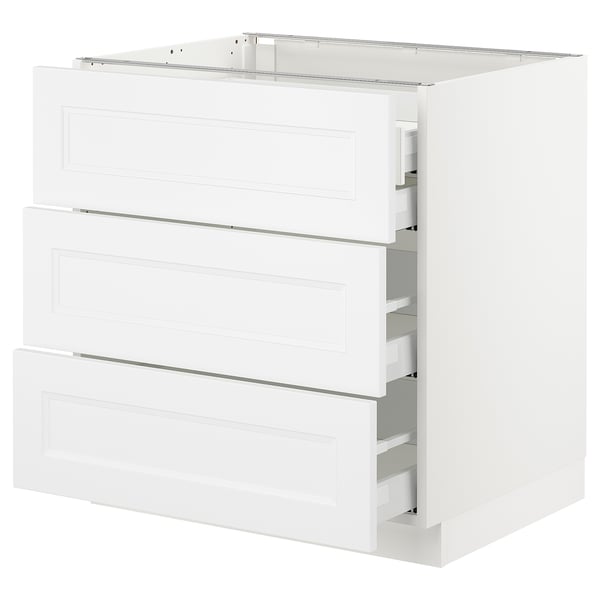 SEKTION / MAXIMERA Gabinete bajo 4 cajones, blanco/Axstad blanco mate, 76x61x76 cm