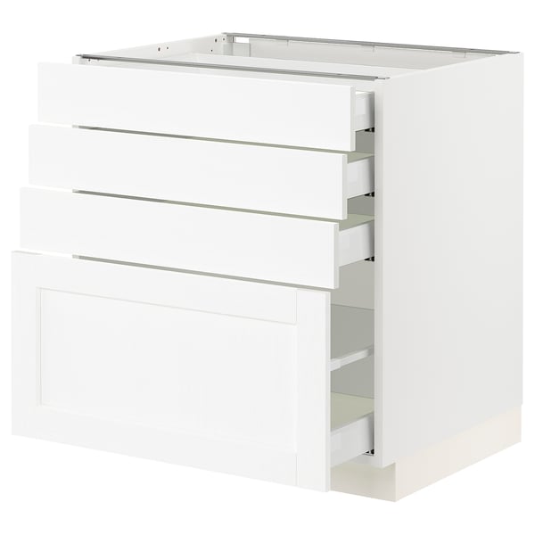 SEKTION / MAXIMERA Gabinete bajo 4 cajones, blanco Enköping/blanco efecto madera, 76x61x76 cm