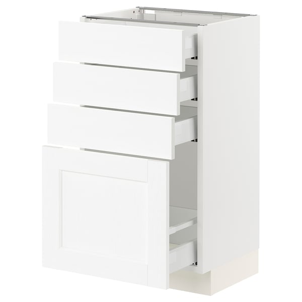 SEKTION / MAXIMERA Gabinete bajo 4 cajones, blanco Enköping/blanco efecto madera, 46x37x76 cm