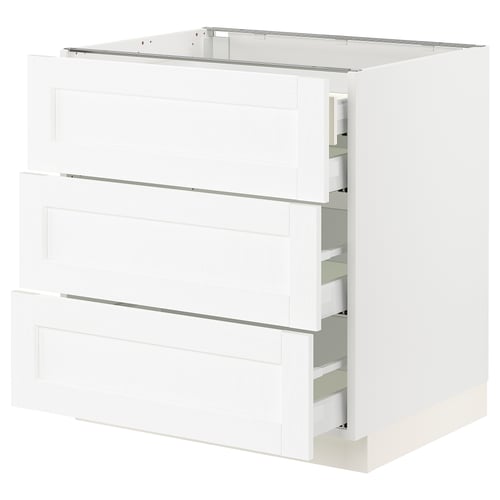 SEKTION / MAXIMERA Gabinete bajo 4 cajones, blanco Enköping/blanco efecto madera, 76x61x76 cm