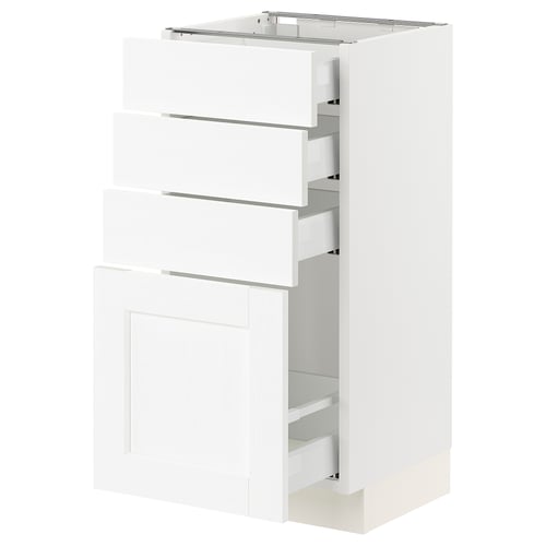 SEKTION / MAXIMERA Gabinete bajo 4 cajones, blanco Enköping/blanco efecto madera, 38x37x76 cm