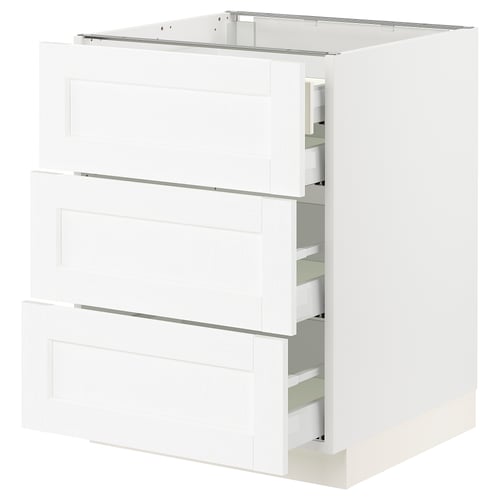 SEKTION / MAXIMERA Gabinete bajo 4 cajones, blanco Enköping/blanco efecto madera, 61x61x76 cm