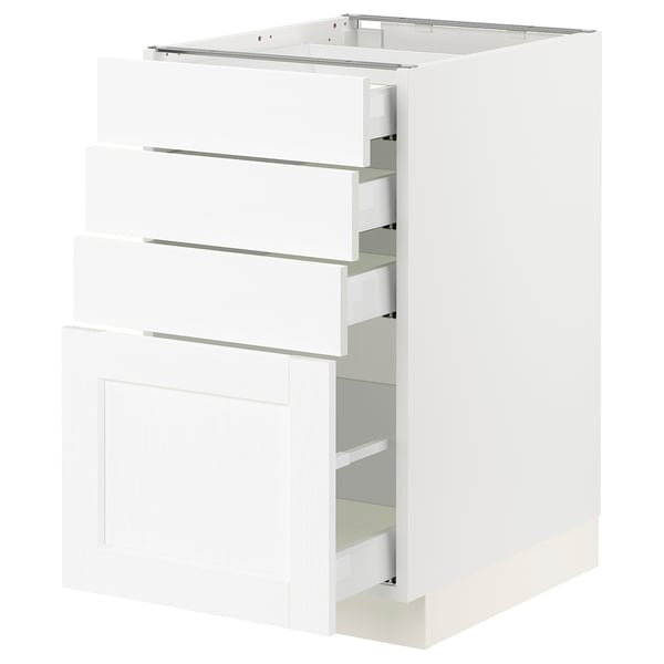 SEKTION / MAXIMERA Gabinete bajo 4 cajones, blanco Enköping/blanco efecto madera, 46x61x76 cm