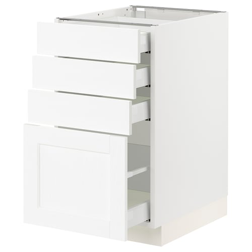 SEKTION / MAXIMERA Gabinete bajo 4 cajones, blanco Enköping/blanco efecto madera, 46x61x76 cm