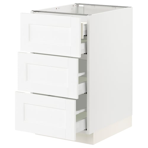 SEKTION / MAXIMERA Gabinete bajo 4 cajones, blanco Enköping/blanco efecto madera, 46x61x76 cm