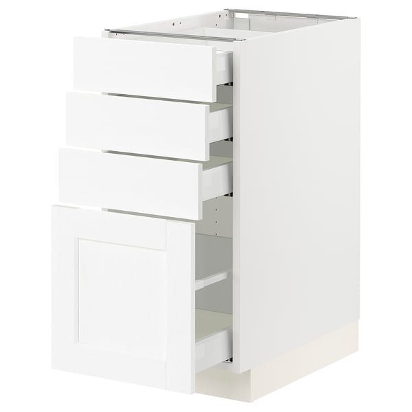 SEKTION / MAXIMERA Gabinete bajo 4 cajones, blanco Enköping/blanco efecto madera, 38x61x76 cm