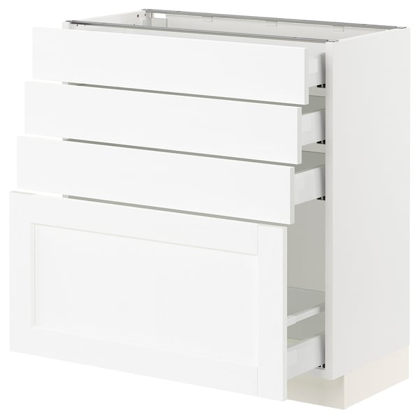 SEKTION / MAXIMERA Gabinete bajo 4 cajones, blanco Enköping/blanco efecto madera, 76x37x76 cm