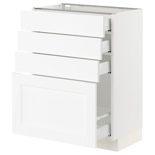 SEKTION / MAXIMERA Gabinete bajo 4 cajones, blanco Enköping/blanco efecto madera, 61x37x76 cm