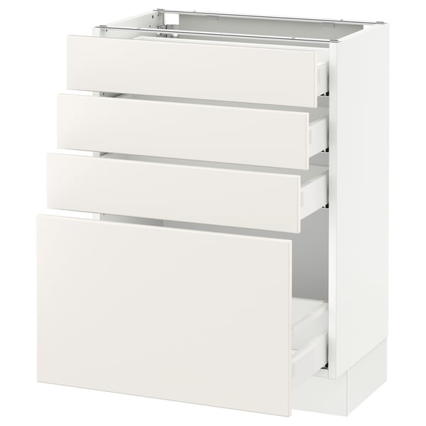 SEKTION / MAXIMERA Gabinete bajo 4 cajones, blanco/Veddinge blanco, 61x37x76 cm