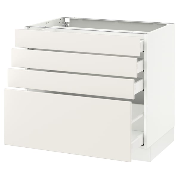 SEKTION / MAXIMERA Gabinete bajo 4 cajones, blanco/Veddinge blanco, 91x61x76 cm