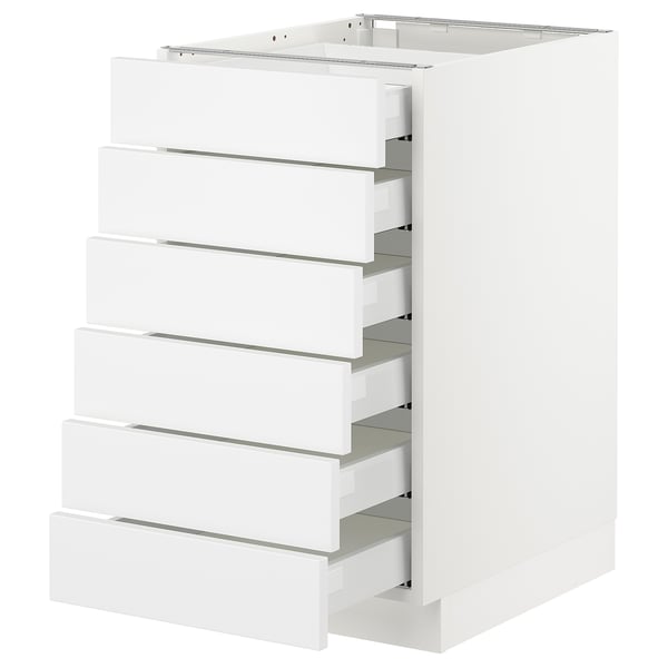 SEKTION / MAXIMERA Gabinete bajo 6 cajones, blanco/Axstad blanco mate, 46x61x76 cm