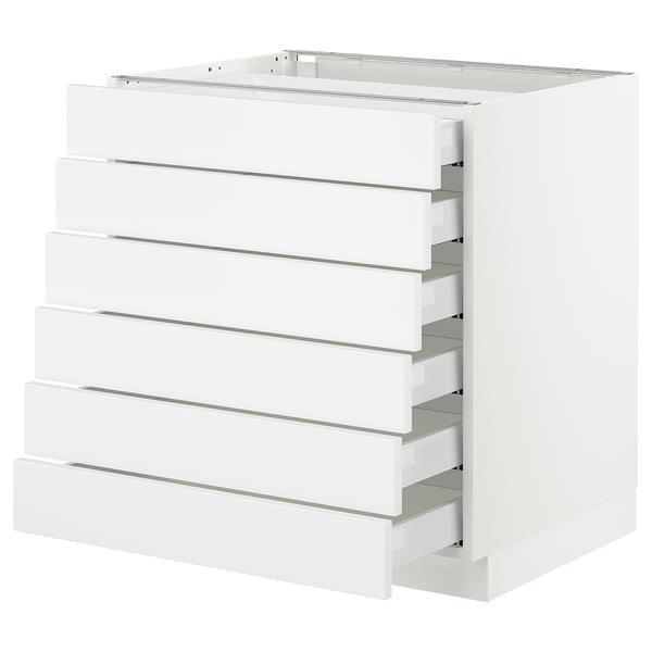 SEKTION / MAXIMERA Gabinete bajo 6 cajones, blanco/Axstad blanco mate, 76x61x76 cm