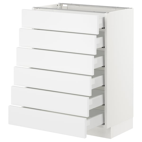 SEKTION / MAXIMERA Gabinete bajo 6 cajones, blanco/Axstad blanco mate, 61x37x76 cm