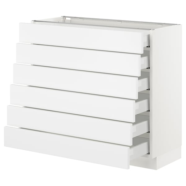 SEKTION / MAXIMERA Gabinete bajo 6 cajones, blanco/Axstad blanco mate, 91x37x76 cm