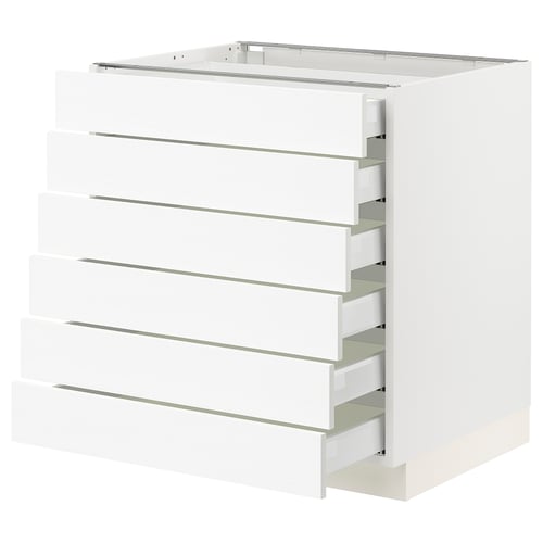 SEKTION / MAXIMERA Gabinete bajo 6 cajones, blanco Enköping/blanco efecto madera, 76x61x76 cm
