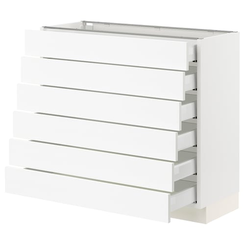SEKTION / MAXIMERA Gabinete bajo 6 cajones, blanco Enköping/blanco efecto madera, 91x37x76 cm