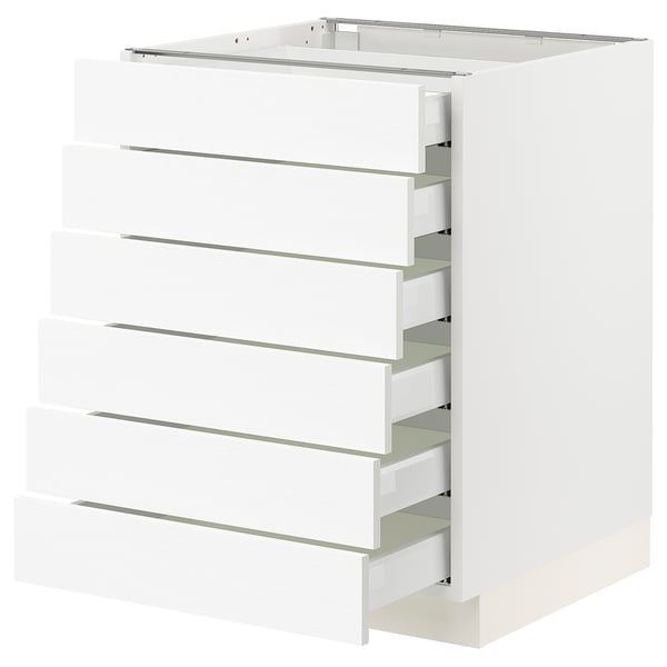 SEKTION / MAXIMERA Gabinete bajo 6 cajones, blanco Enköping/blanco efecto madera, 61x61x76 cm