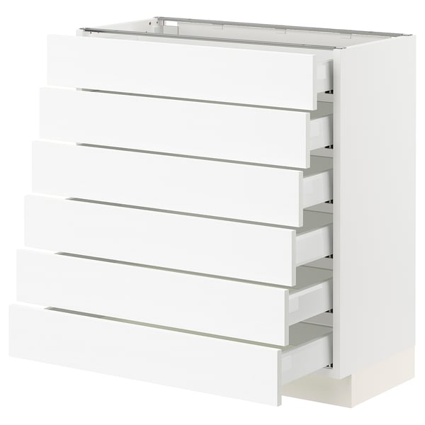 SEKTION / MAXIMERA Gabinete bajo 6 cajones, blanco Enköping/blanco efecto madera, 76x37x76 cm