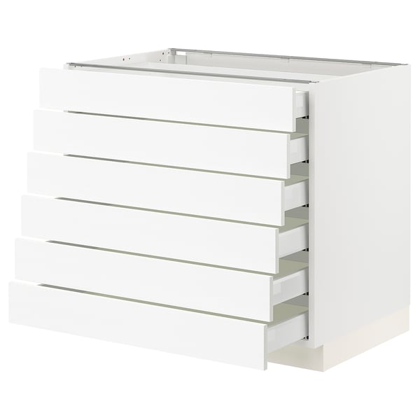 SEKTION / MAXIMERA Gabinete bajo 6 cajones, blanco Enköping/blanco efecto madera, 91x61x76 cm