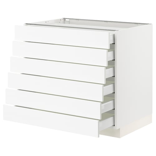 SEKTION / MAXIMERA Gabinete bajo 6 cajones, blanco Enköping/blanco efecto madera, 91x61x76 cm