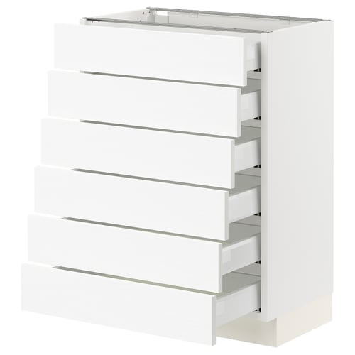 SEKTION / MAXIMERA Gabinete bajo 6 cajones, blanco Enköping/blanco efecto madera, 61x37x76 cm