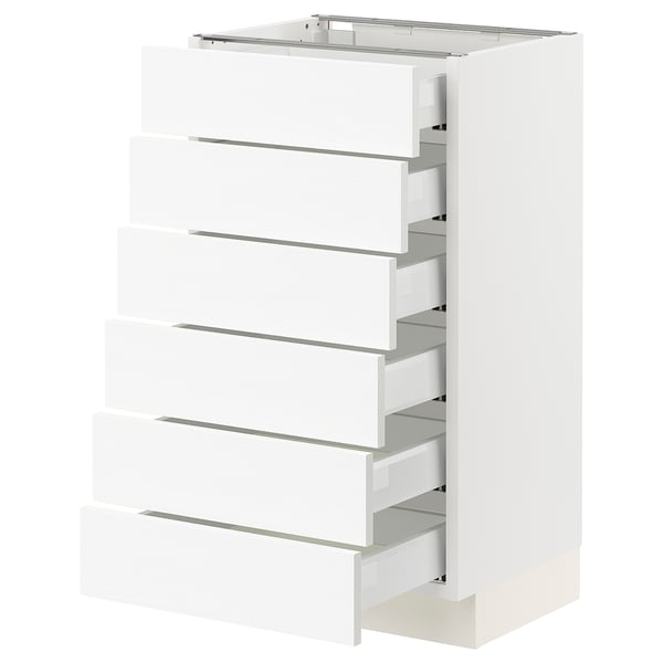 SEKTION / MAXIMERA Gabinete bajo 6 cajones, blanco Enköping/blanco efecto madera, 46x37x76 cm