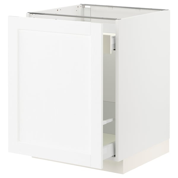 SEKTION / MAXIMERA Gabinete bajo extraíble, blanco Enköping/blanco efecto madera, 61x61x76 cm