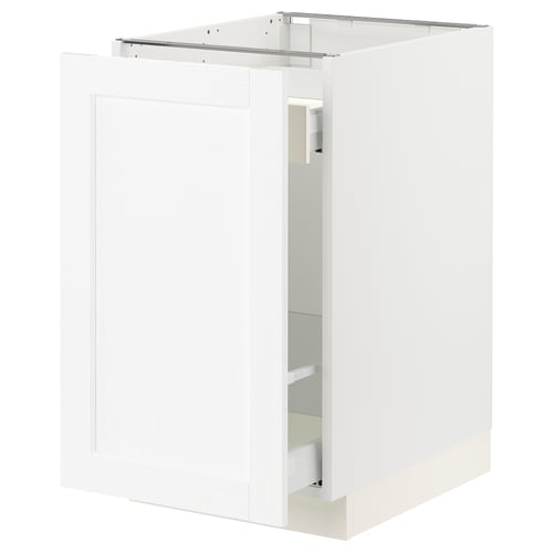 SEKTION / MAXIMERA Gabinete bajo extraíble, blanco Enköping/blanco efecto madera, 46x61x76 cm