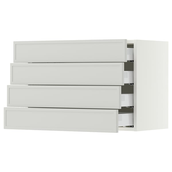 SEKTION / MAXIMERA Gabinete de pared 4 cajones, blanco/Aspudden gris claro, 76x37x51 cm