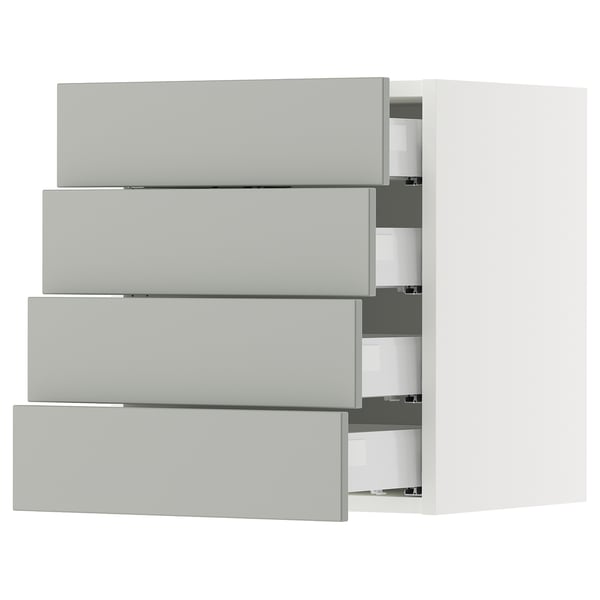 SEKTION / MAXIMERA Gabinete de pared 4 cajones, blanco/Havstorp gris claro, 46x37x51 cm