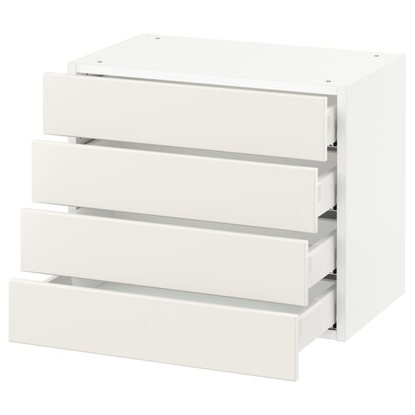 SEKTION / MAXIMERA Gabinete de pared 4 cajones, blanco/Veddinge blanco, 61x37x51 cm