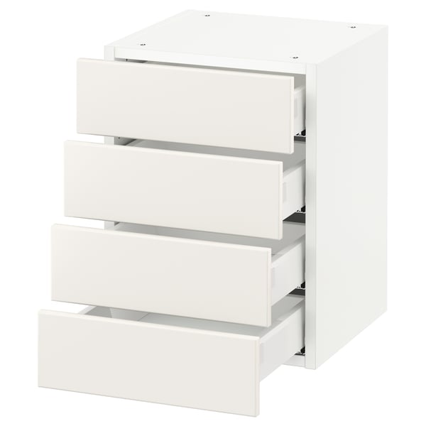 SEKTION / MAXIMERA Gabinete de pared 4 cajones, blanco/Veddinge blanco, 38x37x51 cm