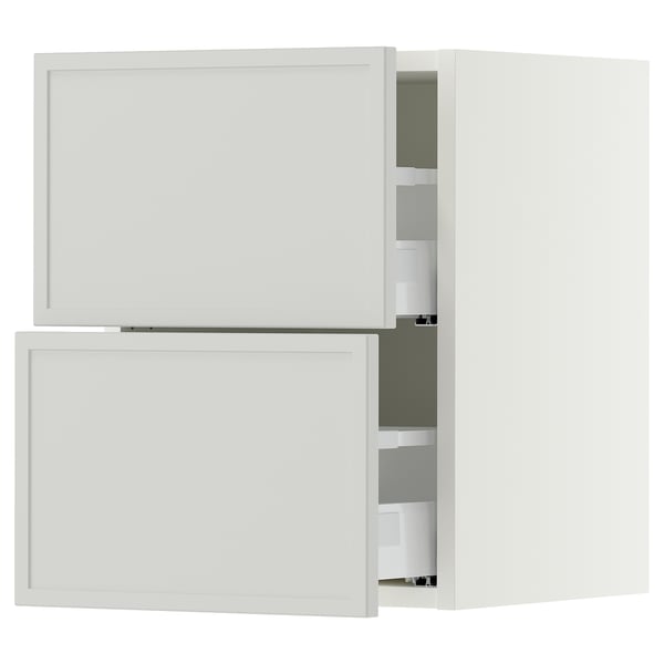 SEKTION / MAXIMERA Gabinete de pared con 2 cajones, blanco/Aspudden gris claro, 38x37x51 cm